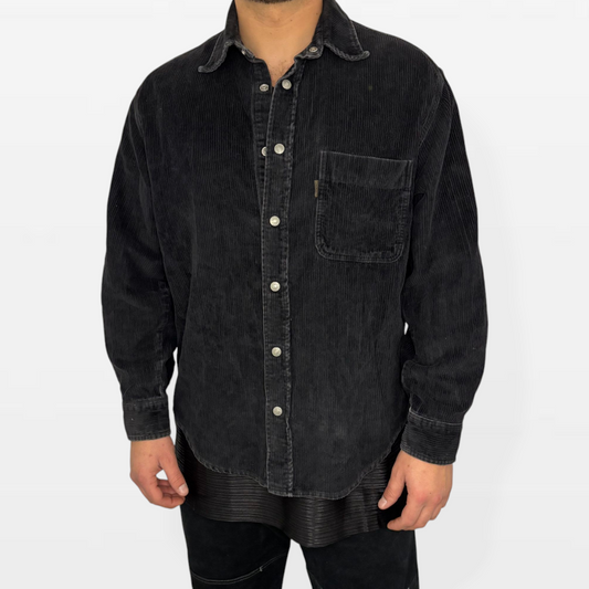 Camicia Vintage in Velluto Nero – Stile Workwear Retrò