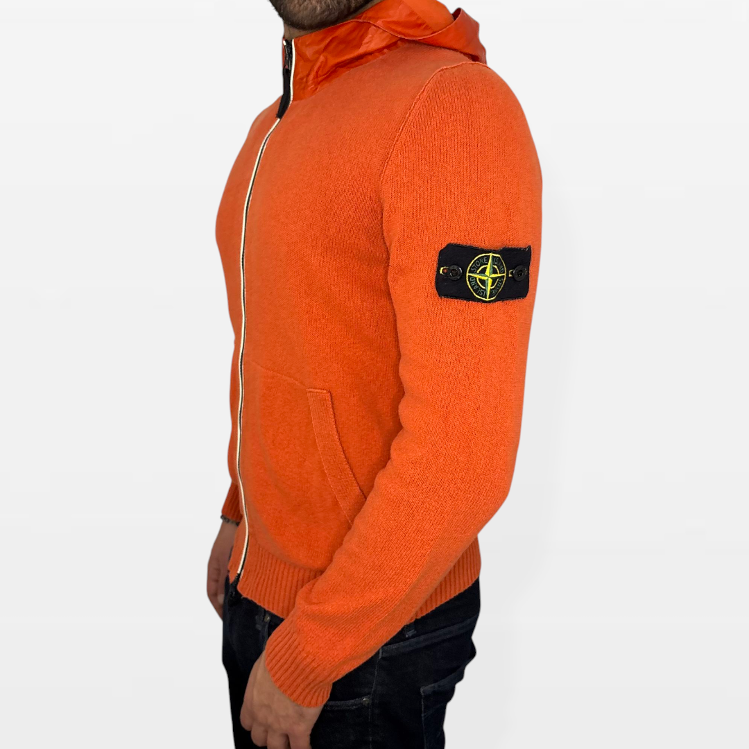 Felpa Vintage Stone Island con Cappuccio in Maglia e Nylon