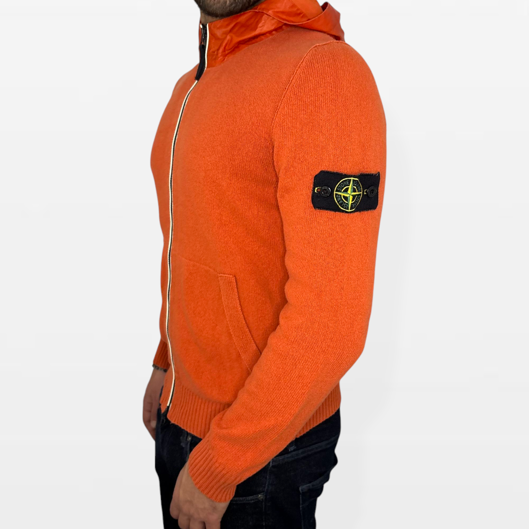 Felpa Vintage Stone Island con Cappuccio in Maglia e Nylon