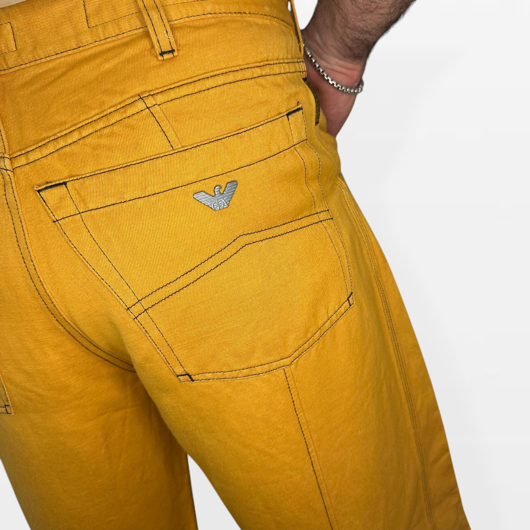 Pantaloni Vintage Armani Jeans in Cotone Senape